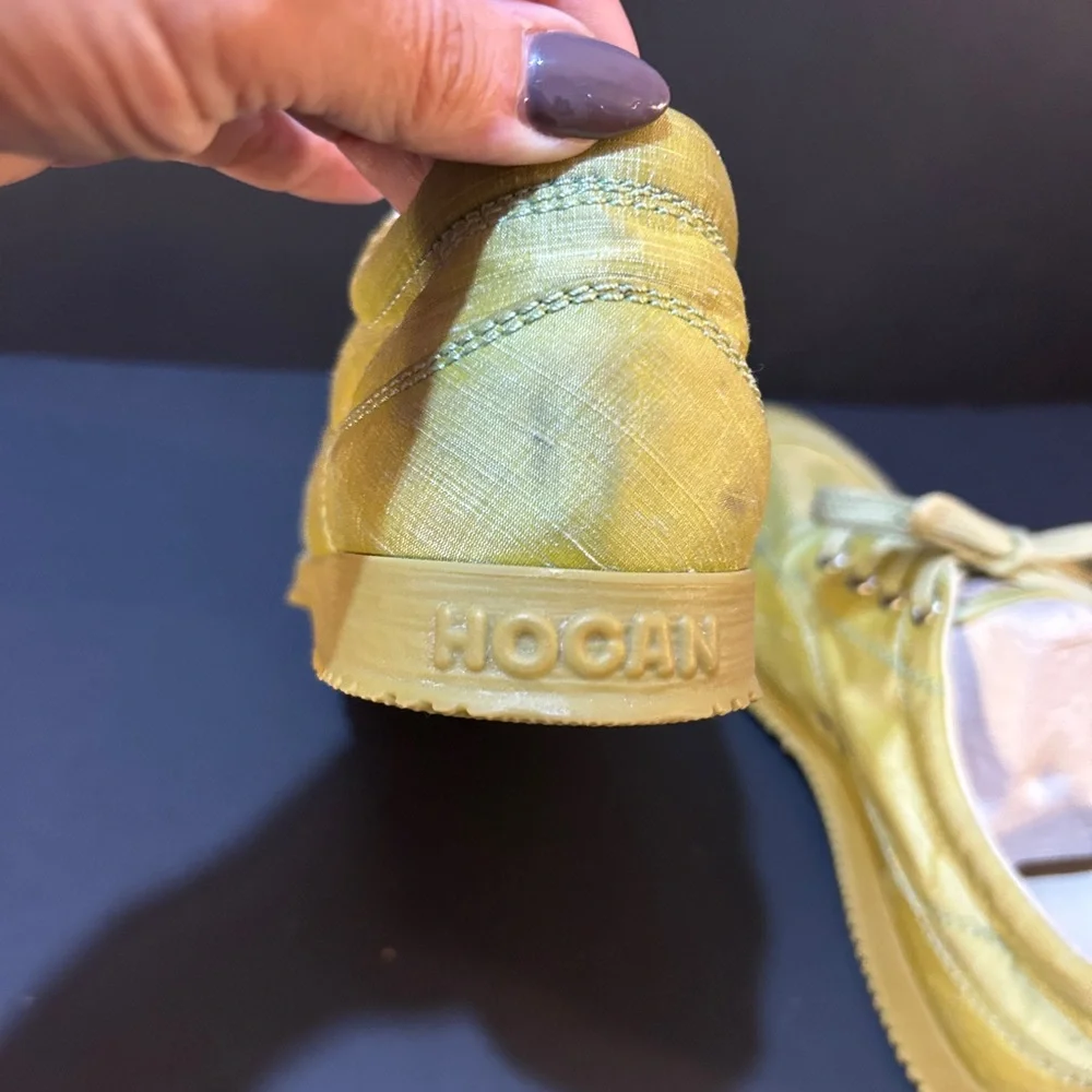 Hogan Luxury Sneakers US 6.5 Low-Top MSRP $545 Green Silk Leather